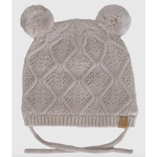 Calikids - Tuque d'hiver doublée en tricot doux avec 2 pompoms - Beige